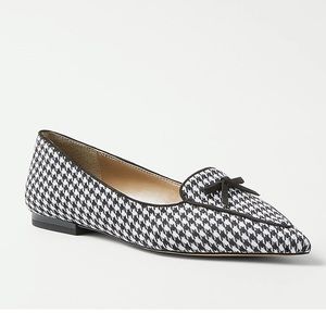 NIB Ann Taylor Houndstooth Bow Pointy Loafer Flats Size 8.5